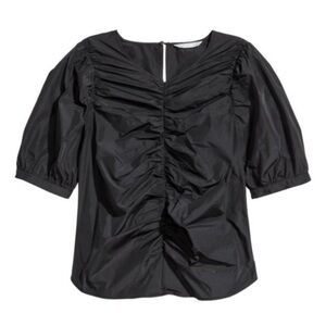 H&M Black Ruched Blouse size 6